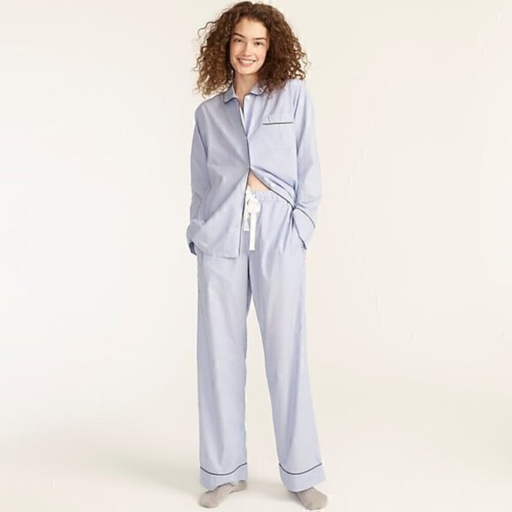 J. Crew Oversized Button Down PJ Top Light Blue Size XXS NWT